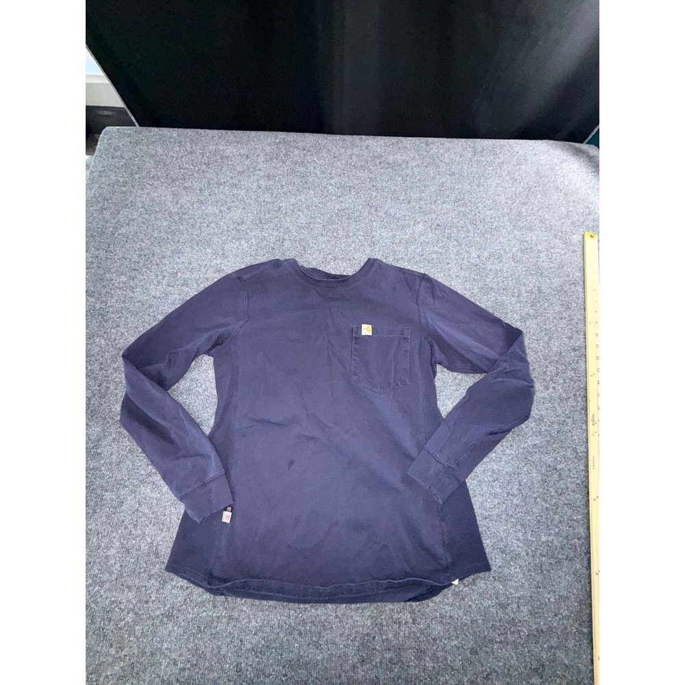 Carhartt FR Force Womens M Navy Blue Flame Resistant Pocket Long Sleeve T-Shirt